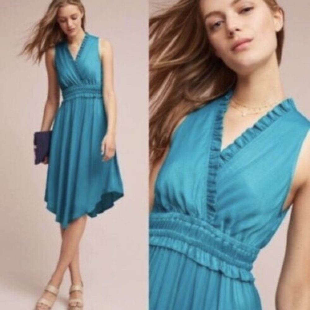 Maeve by Anthropologie Jewel Tone Teal Dress S
